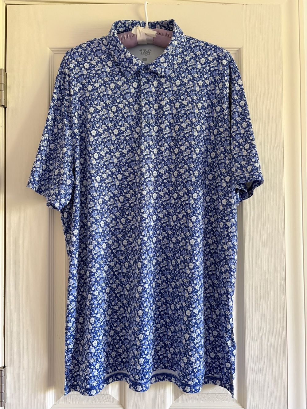 1764 Golf Blue Floral Short-Sleeve Performance Polo Shirt Men Size XL